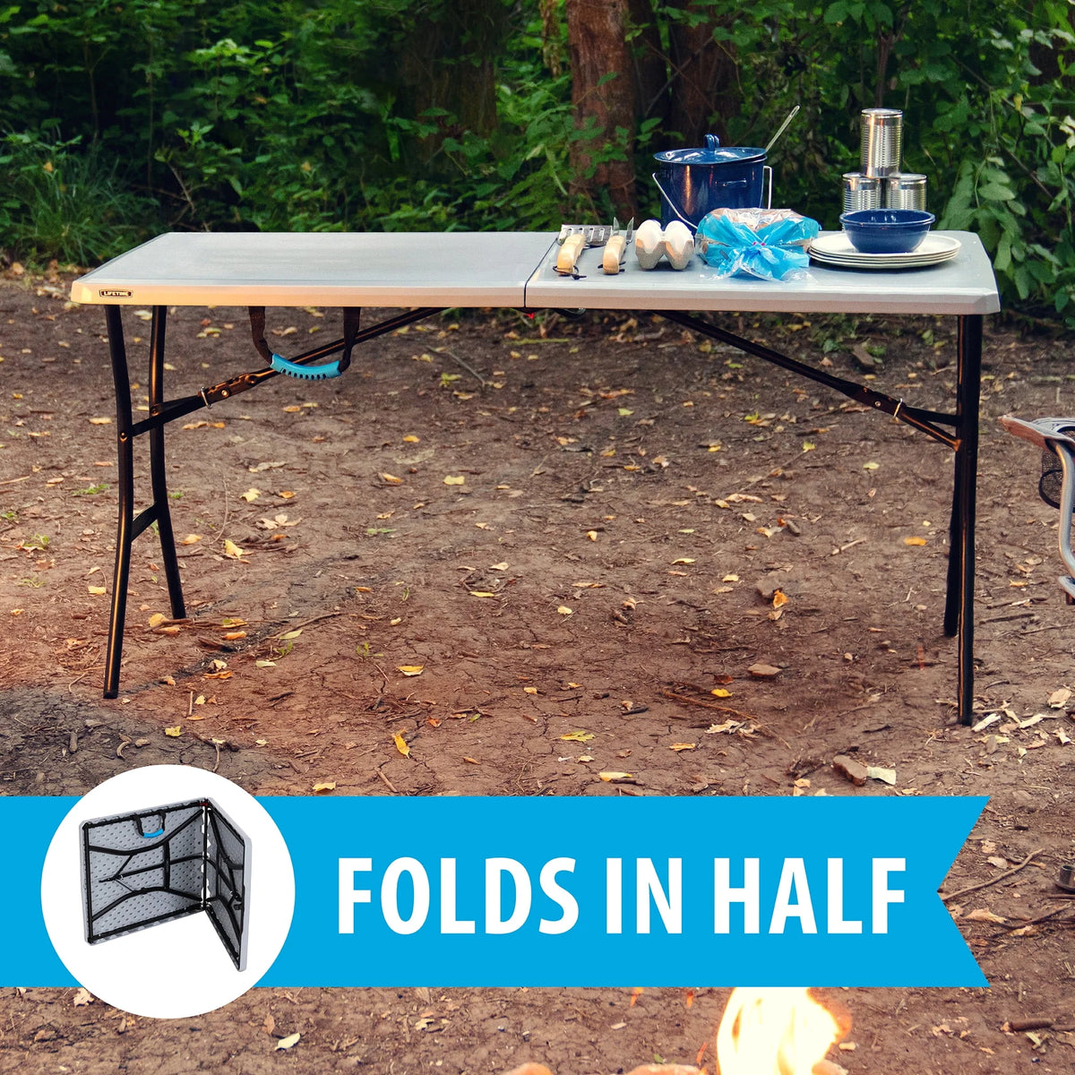 5 Foot Rectangle Fold-in-Half Table Gray X8318