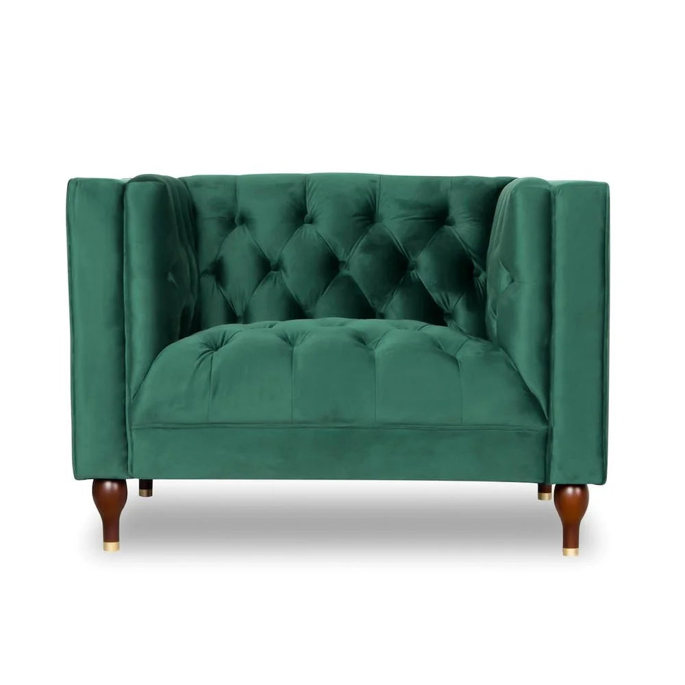 Dark Green Tufted Velvet Armchair Y9758
