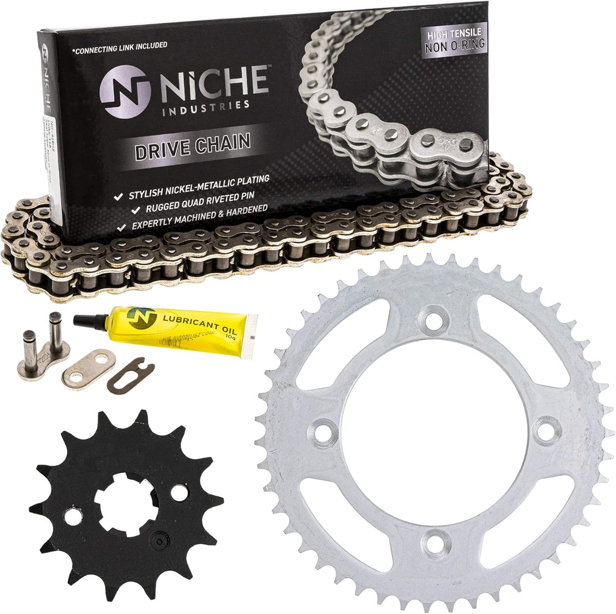 Drive Sprocket Chain Combo Front 14 Rear 47 Tooth 428HZ Standard 122 Links Pack of 2 R745