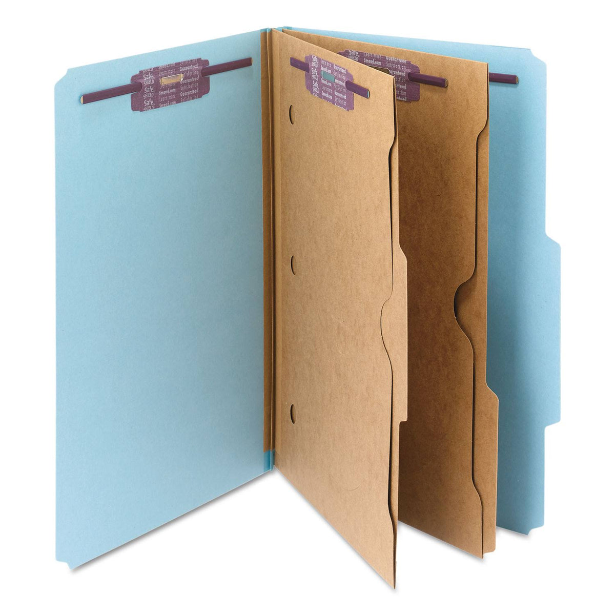 Blue 6-Section Pressboard Classification Folders with 2 Dividers, Legal, 10/bx N769