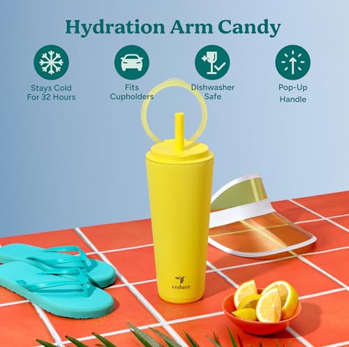 32 oz Stainless Steel Vacuum Insulated Tumbler with Flip Handle Lid Y568