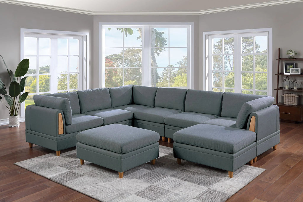 8pc Sectional Set Armless Chair Ottoman Wedge Couch V720406