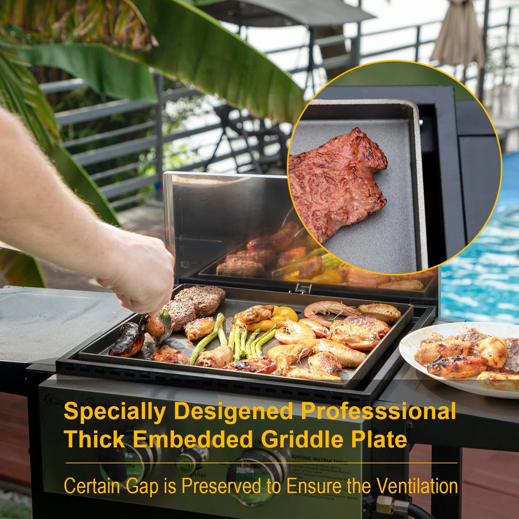 3-Burners Gas Griddle Portable Flat Table Top BBQ Grill 33,000 BTU U627733