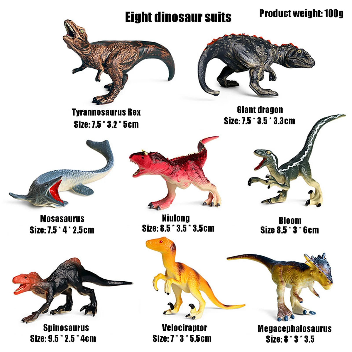 8PCS Simulation Dinosaur Toy O337308