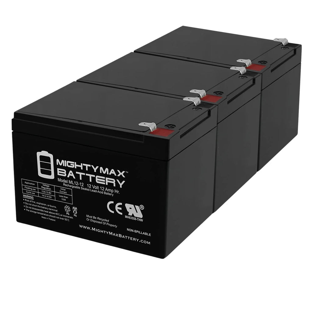 12V 12AH SLA Battery 3 Pack O495612