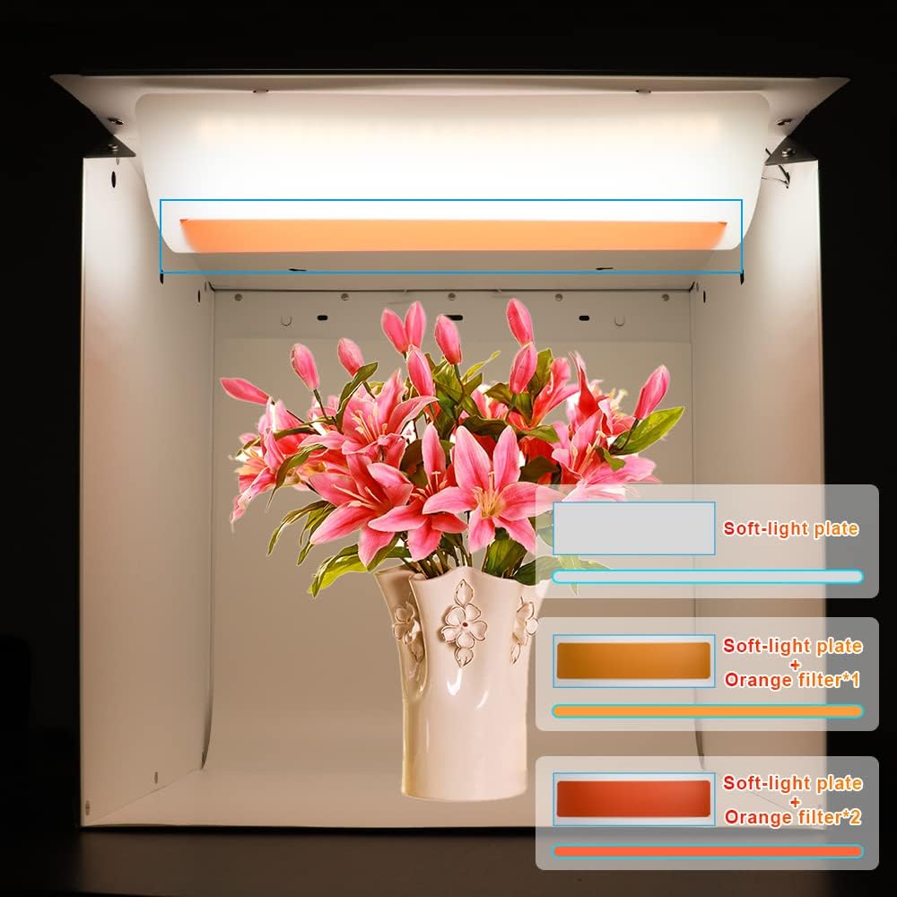 16"/40cm Portable Photo Studio Light Box with 6 Color Backdrops and 3 Light Filter Pack of 2 O34128