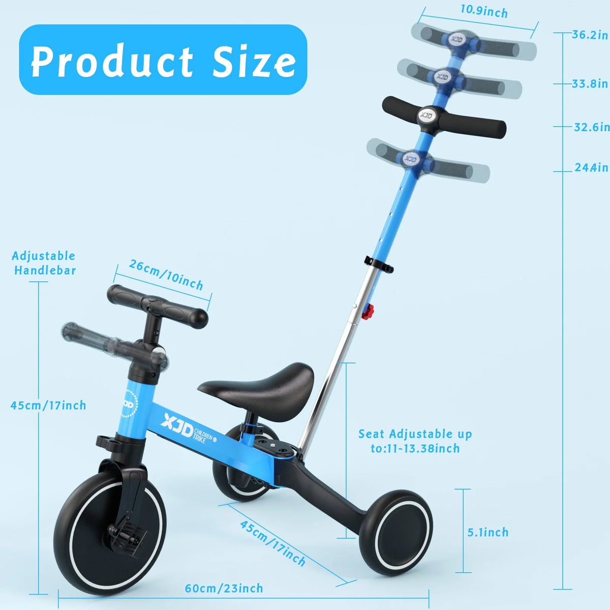 7 in 1 Toddler Tricycle with Push Handle H5526