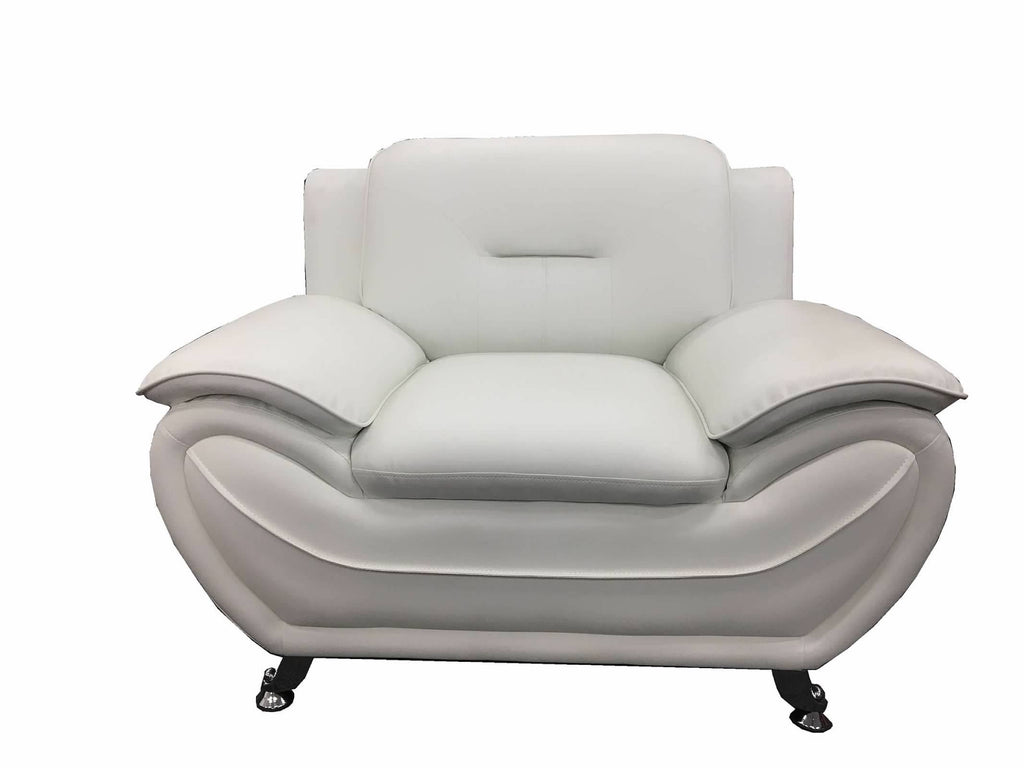 White Leatherette Sofa Set Chair X213