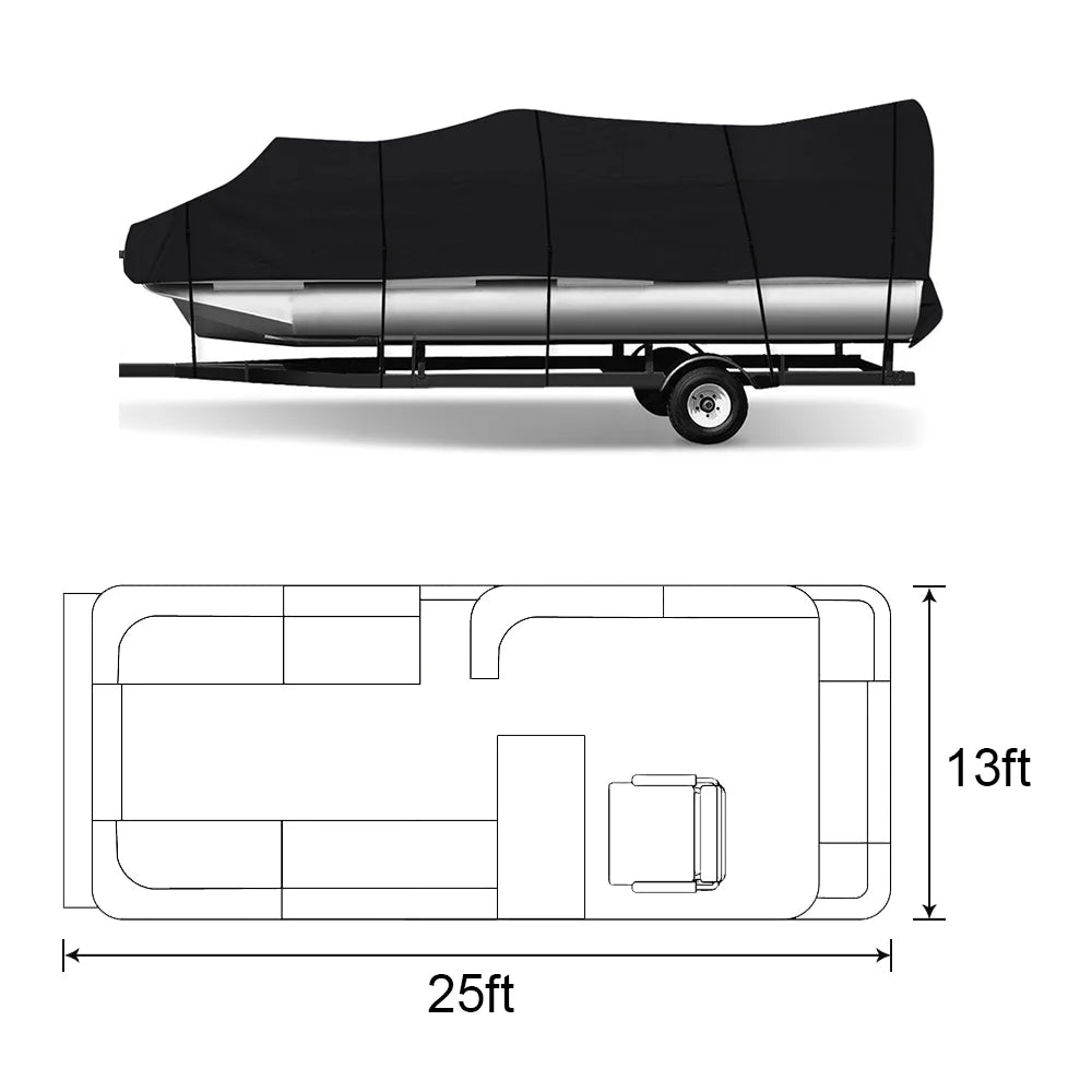 Blue And Black Pontoon Boat Cover V5403