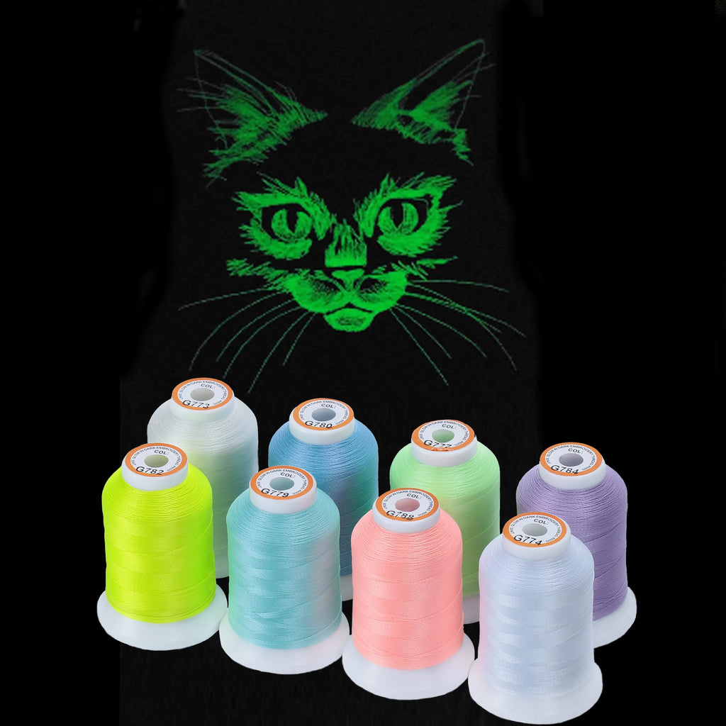 8 Colors Glow in The Dark Embroidery Machine Thread Kit B836241