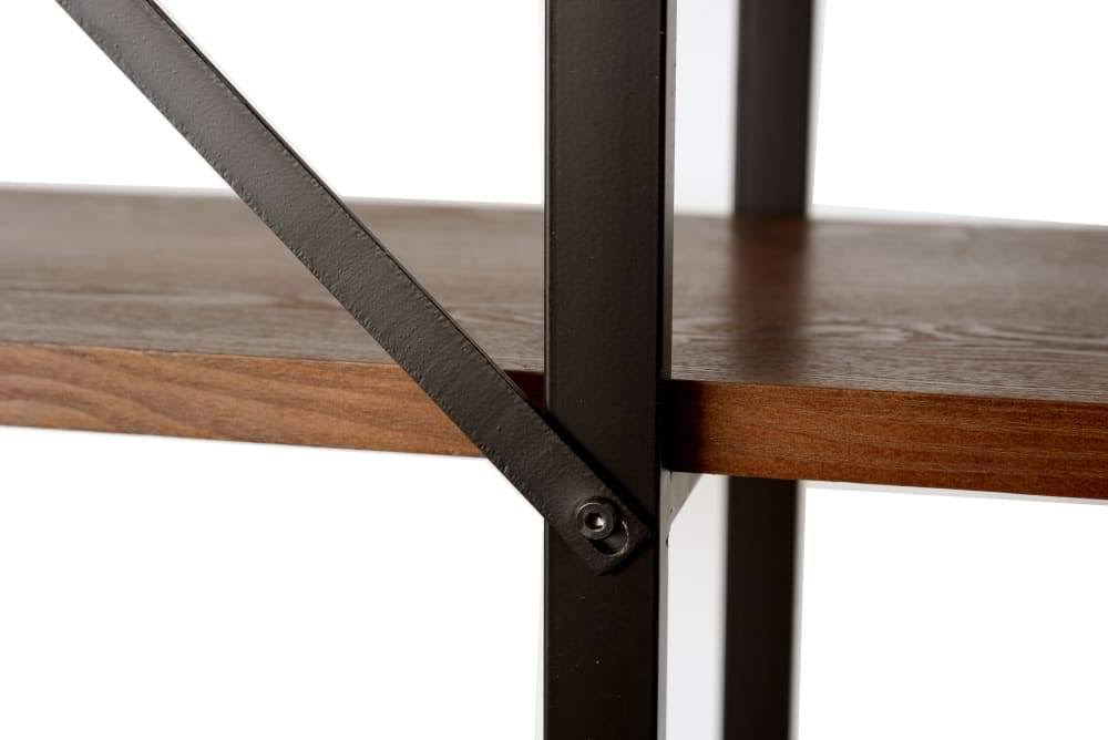 Walnut 5-Shelf Bookcase Brown Metal W293