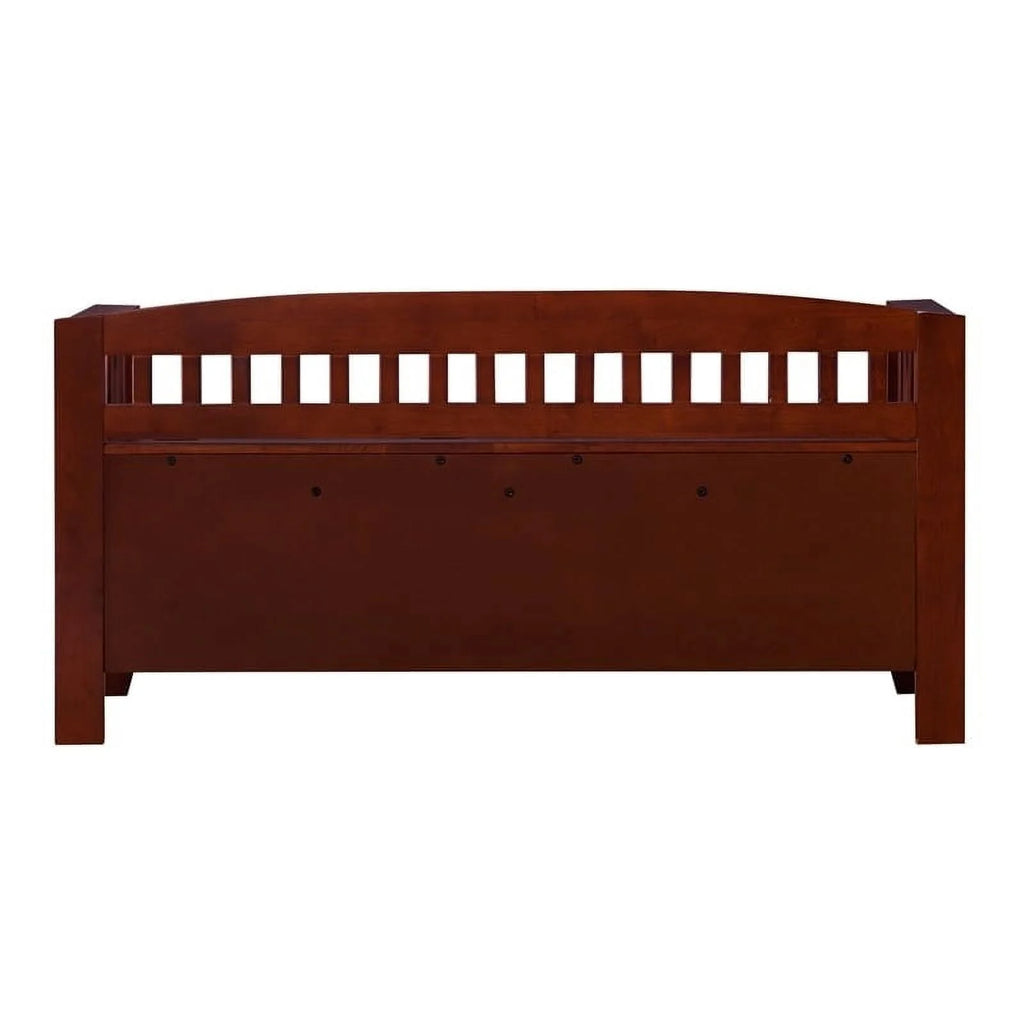 17" Split Seat Wood Storage Bench in Walnut Brown N673