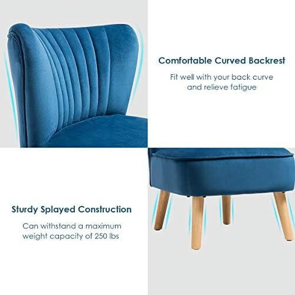 Velvet Accent Chair with Wood Legs A881
