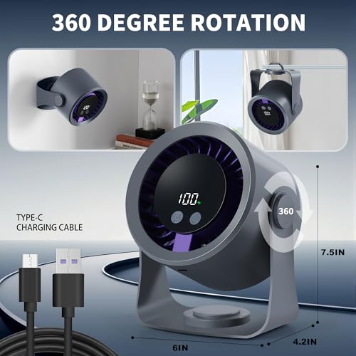 Rechargeable Portable Desktop Circulation Fan with 4000mAh Battery A976563