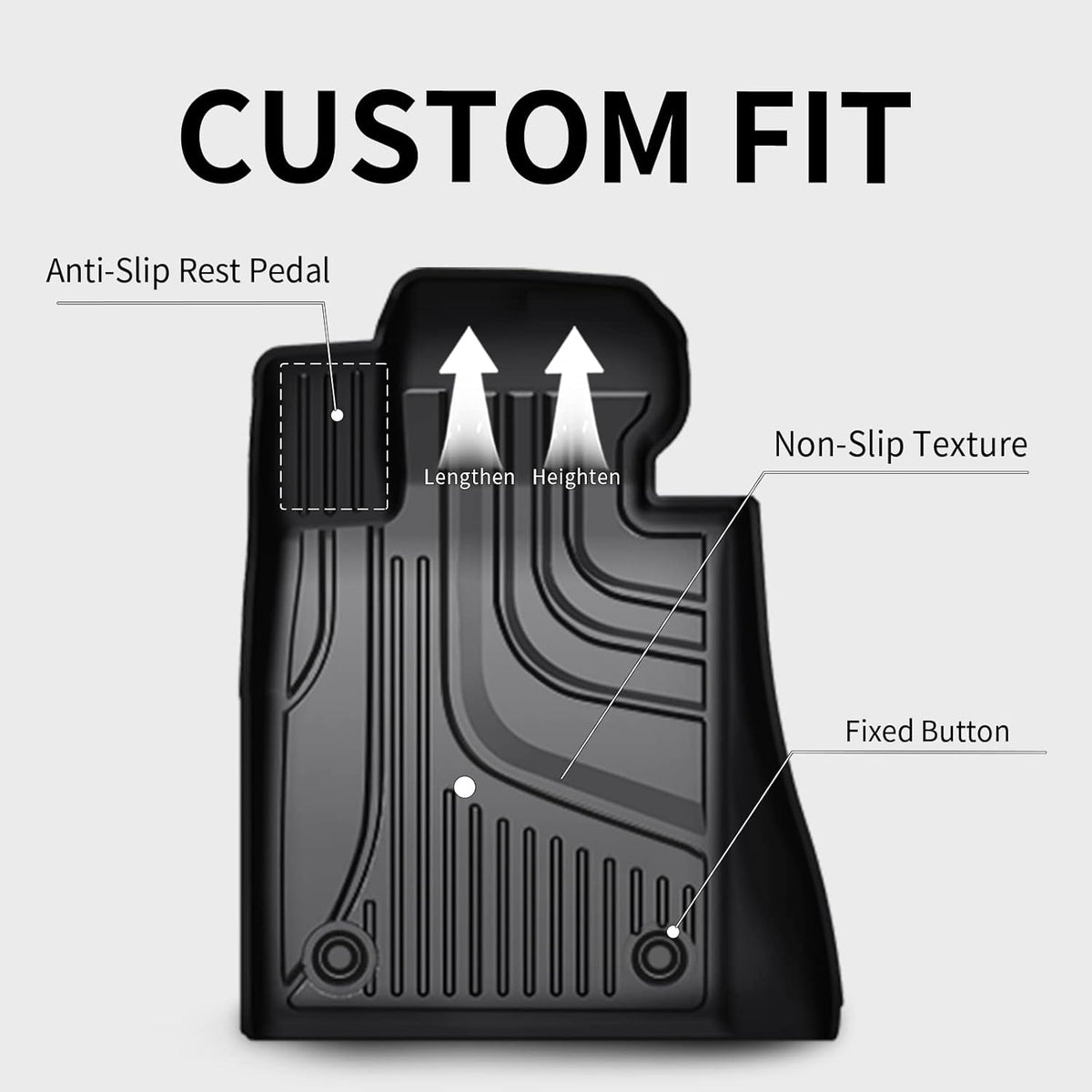 Black TPE All Weather Car Floor Mats Full Set L597