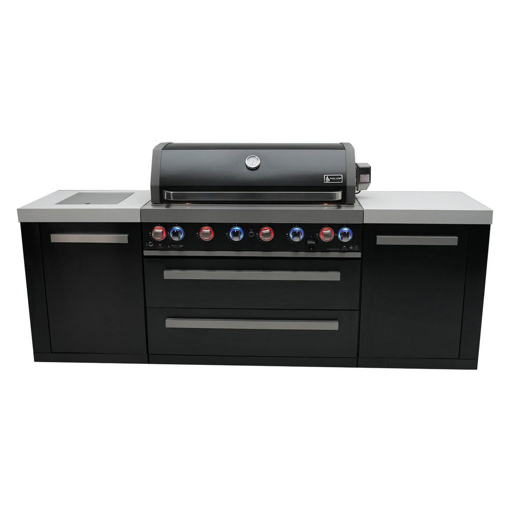 Black Stainless Steel Propane Gas Island Grill with Infrared Side Burner and Rotisserie Kit Z267