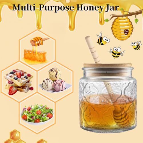 Airtight Glass Honey Jar with Wooden Lid, 17oz M7528
