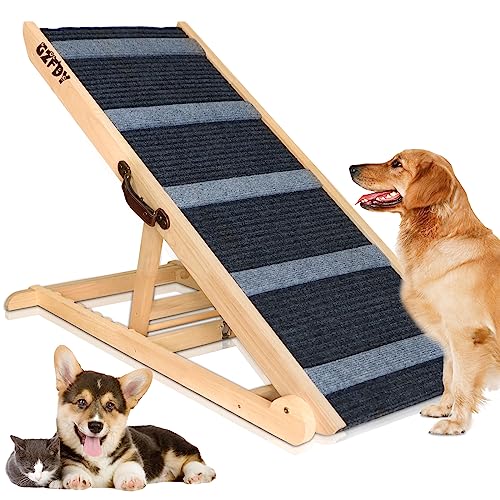 Adjustable Wooden Pet Ramp for Bed, 200Lbs Capacity E1039
