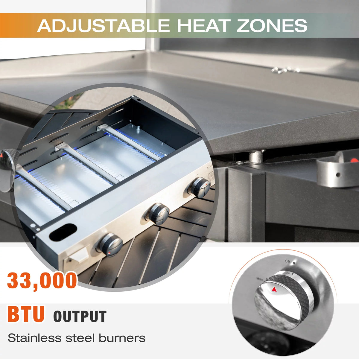 3-Burners Gas Griddle Portable Flat Table Top BBQ Grill 33,000 BTU U627733
