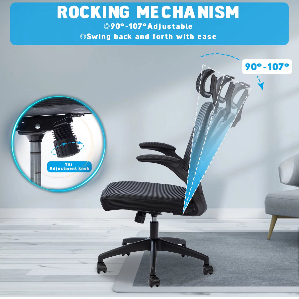 Black Ergonomic Office Chair with Lumbar Support W3417