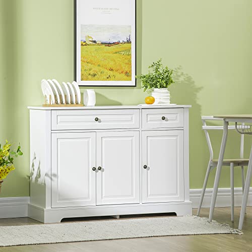 White Sideboard with 2 Drawers and Adjustable Shelves G699163