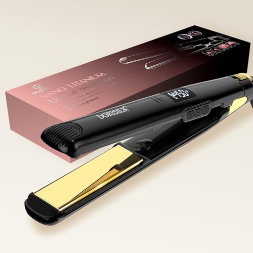 Nano Titanium Flat Iron Hair Straightener and Curler 2 in 1, 1 Inch Hair Iron Dual Voltage S238334