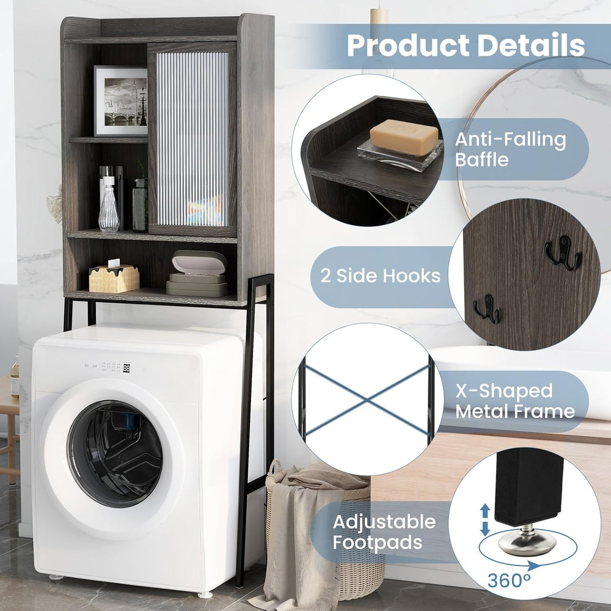 Over The Toilet Storage Cabinet with Sliding Door U32119