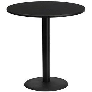 Round Laminate Table Top with Bar Height Table Base (Black) A2027