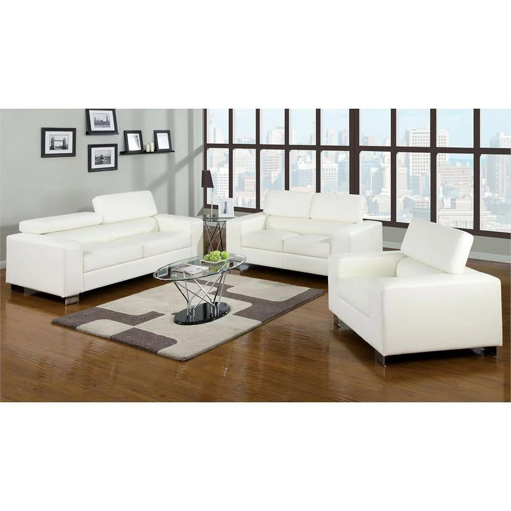 White Faux Leather 2-Piece Sofa Set N56178