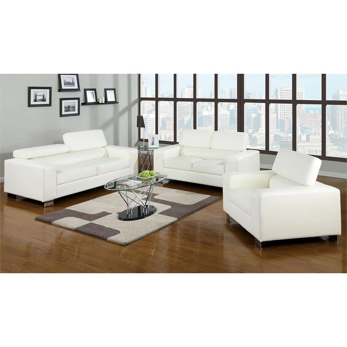 White Faux Leather 2-Piece Sofa Set N56178