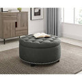 Ash Black Tufted Round Storage Ottoman Z28011