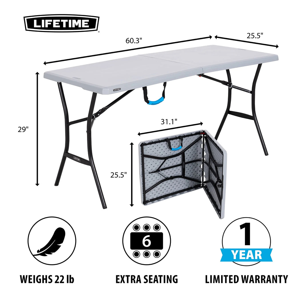 5 Foot Rectangle Fold-in-Half Table Gray X8318