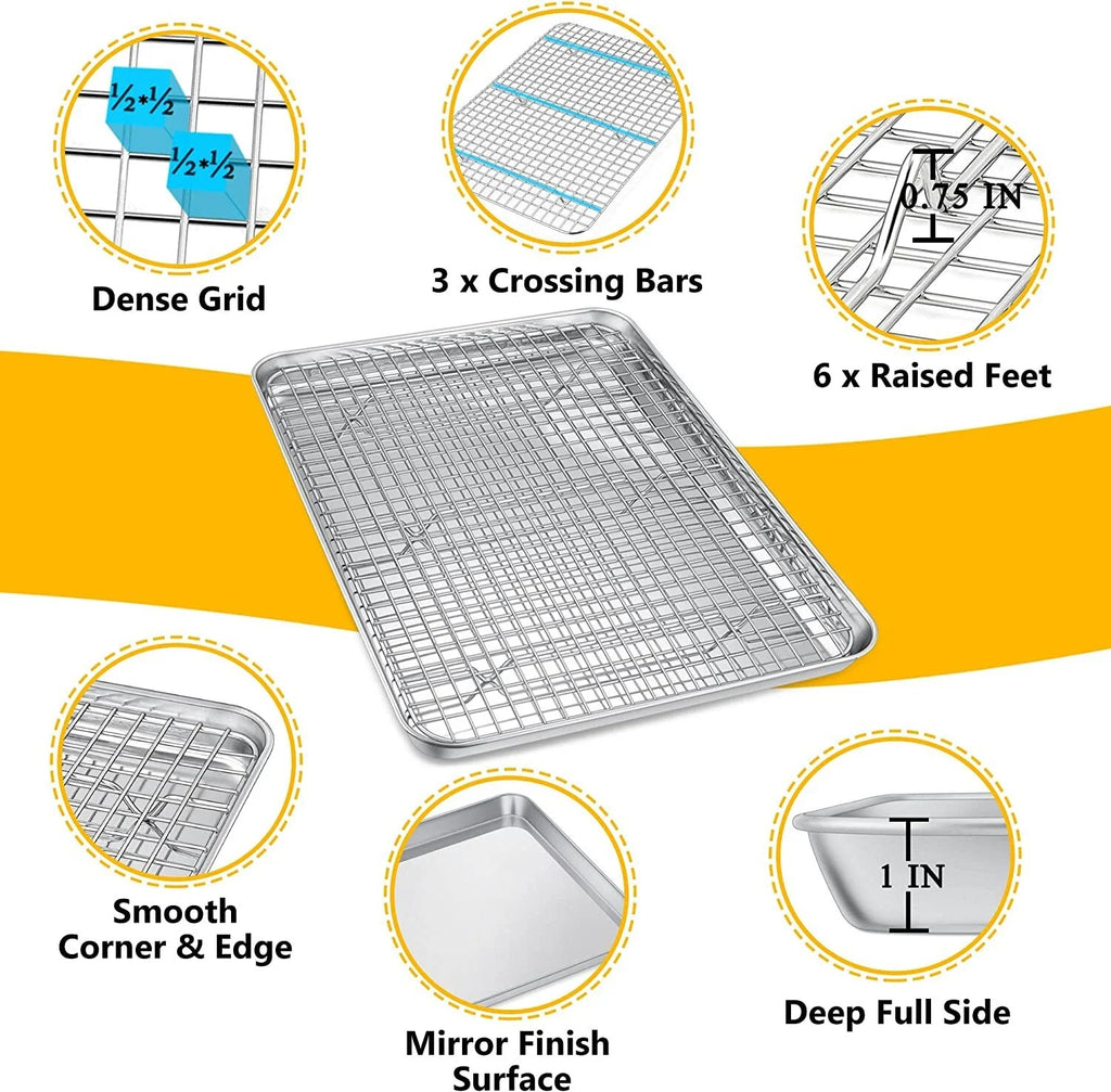 16'' Stainless Steel Baking Sheet with Cooling Rack Set O9420