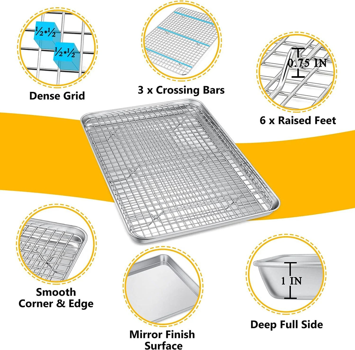 16'' Stainless Steel Baking Sheet with Cooling Rack Set O9420