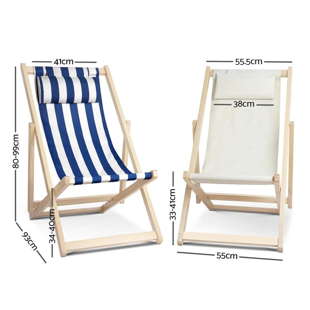 Blue & White Folding Beach Sling Chair V995543