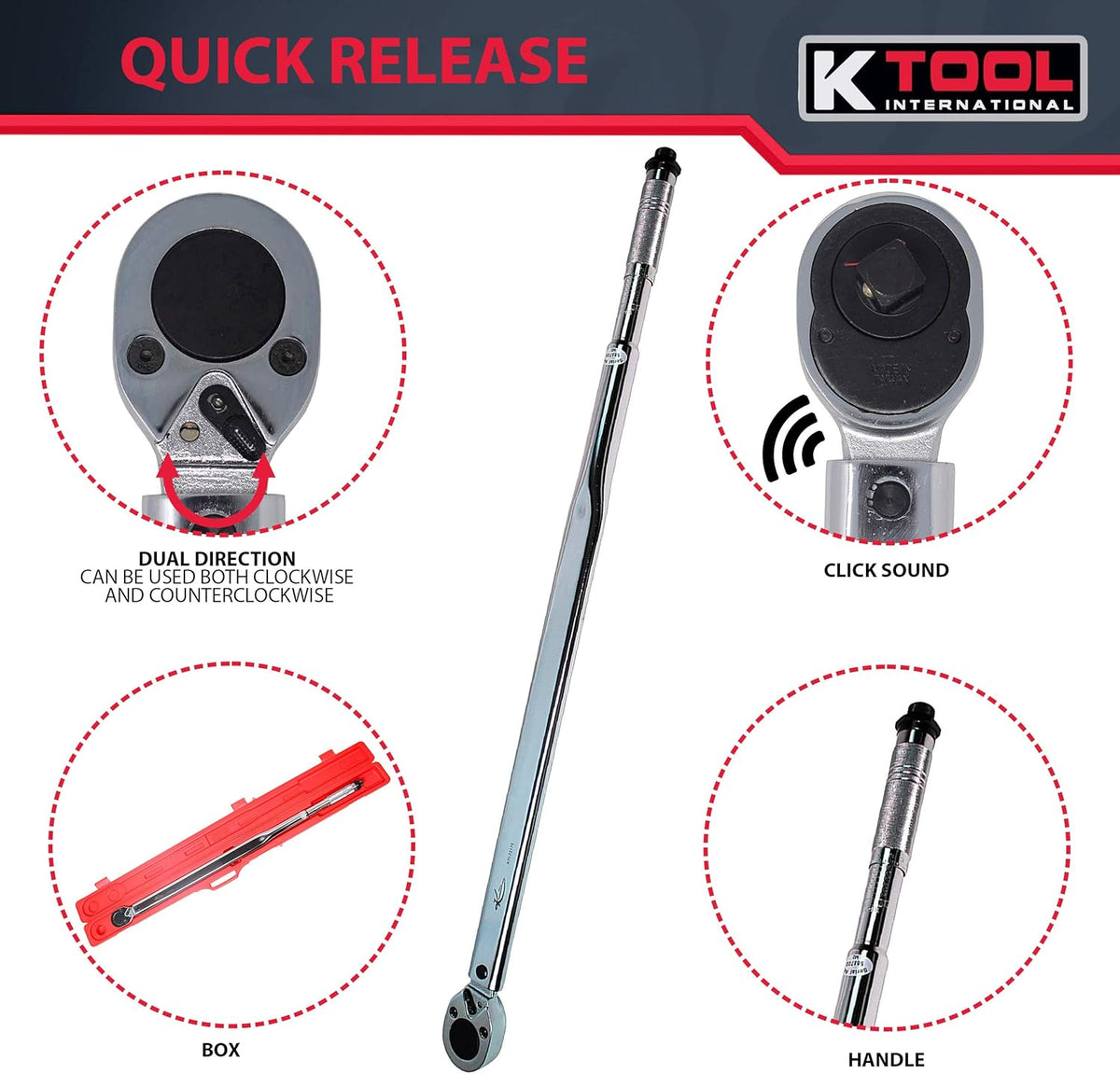3/4 Drive Click Style 42 Long Torque Wrench, 100-600 ft/lbs D4797