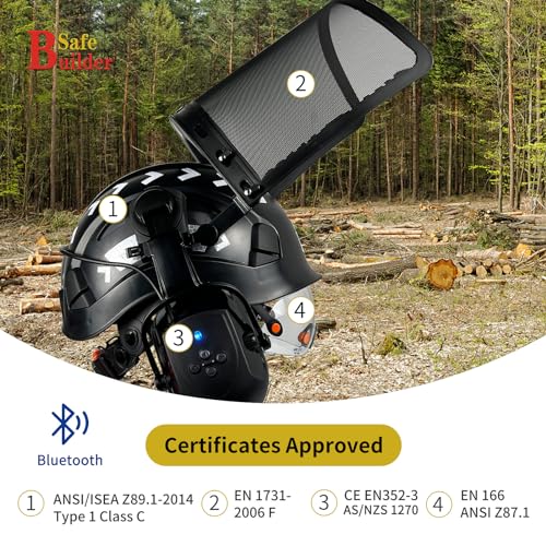 Vented Safety Helmet with Visor and Ear Muffs Y7815