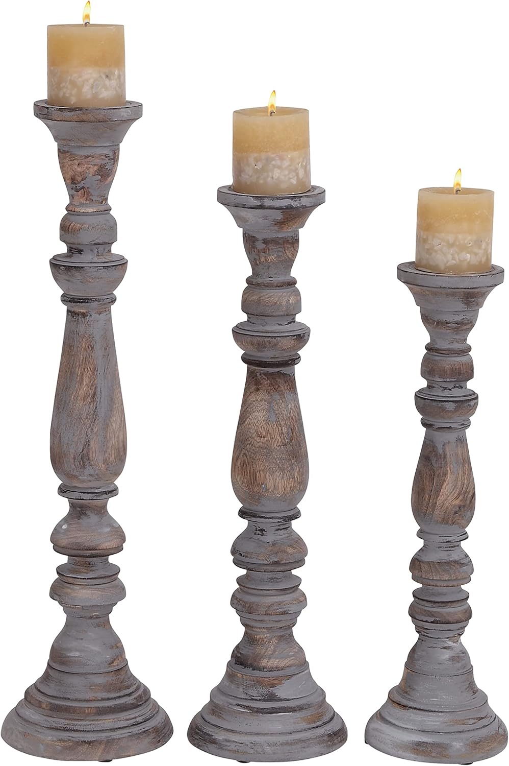 Wooden Candle Stand Set of 3 E716992