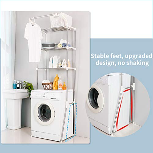 3-Tier Laundry Room Shelf with Clothes Hanging Rod W965