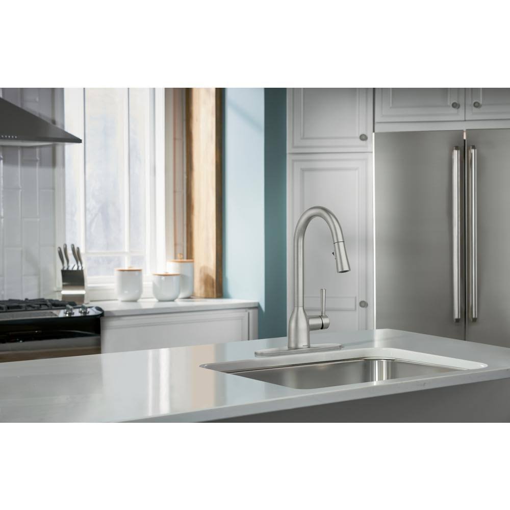 Adler Pull Down Single Handle Kitchen Faucet with Power Clean Finish: Spot Resist Stainless J945576