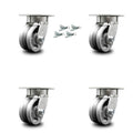 4 inch V Groove Semi Steel Swivel Caster Set with Swivel Lock Q35979