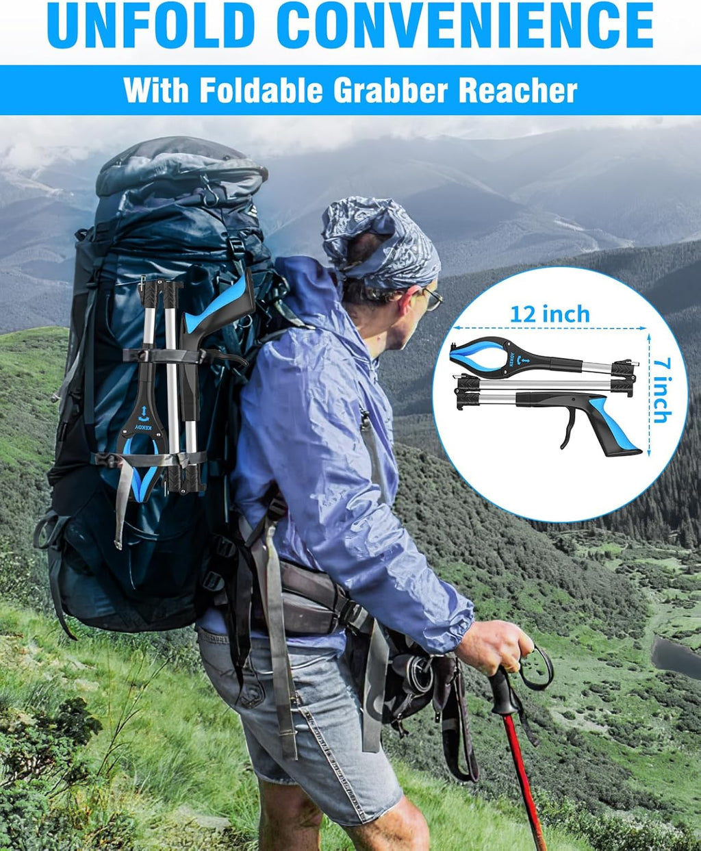 36" & 40" Foldable Grabber with Anti-Slip Rotating Jaw and Magnet A545971