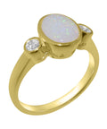 9k Yellow Gold Opal Diamond Engagement Ring L45732