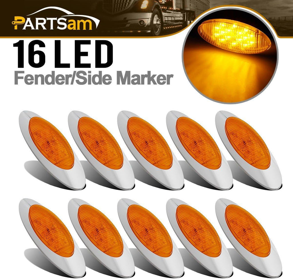 10Pcs 6-1/2inch Amber Clearance Marker Light with Bullet Terminal M9893