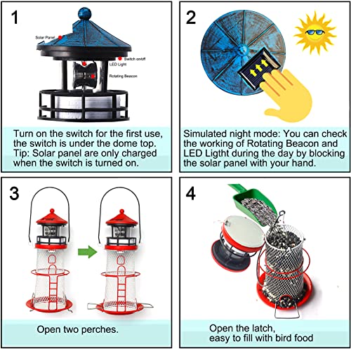 14'' Hanging Mesh Solar Bird Feeder with Rotating Beacon P43638