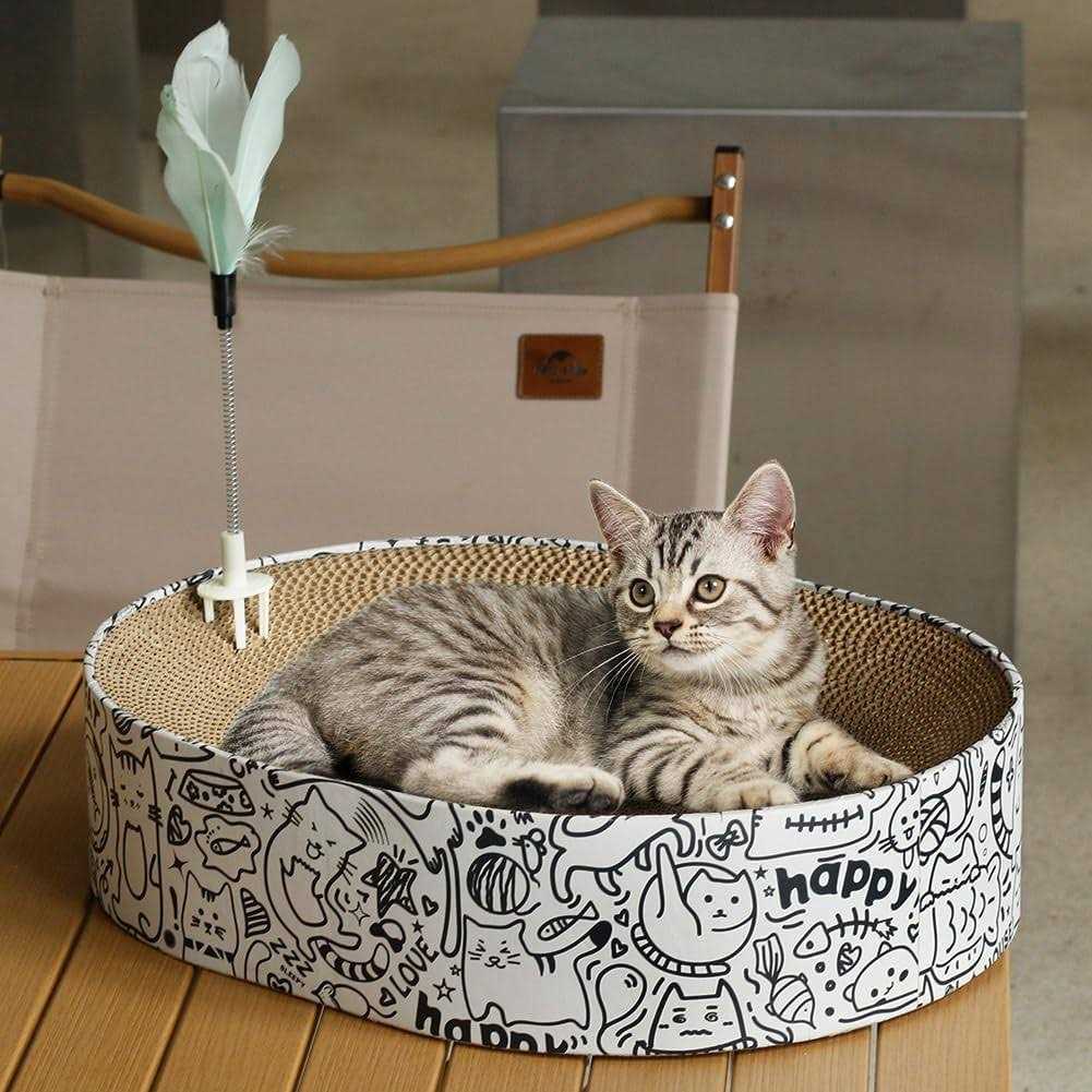 2in1 Oval Cardboard Cat Scratcher Bed L675109