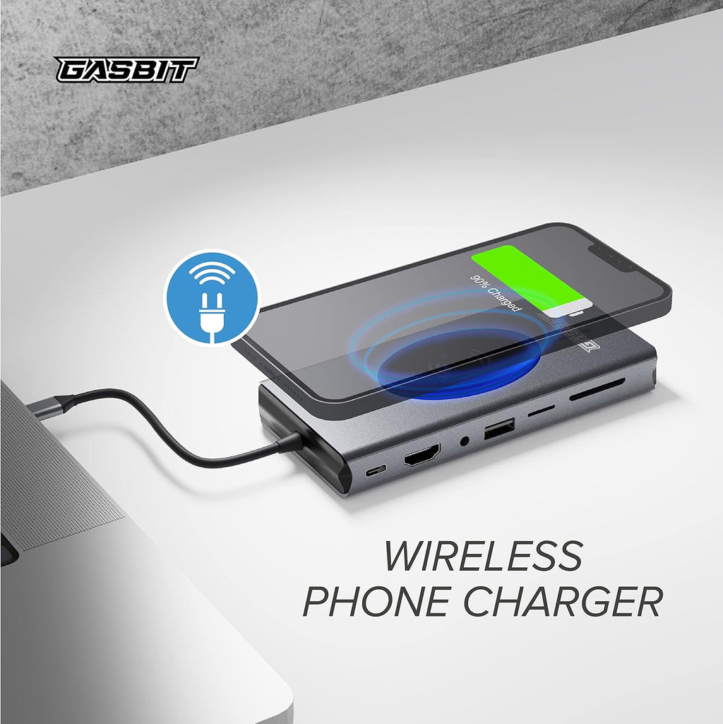 15-in-1 USB C Hub Multiport Adapter with Wireless Phone Charger H1114