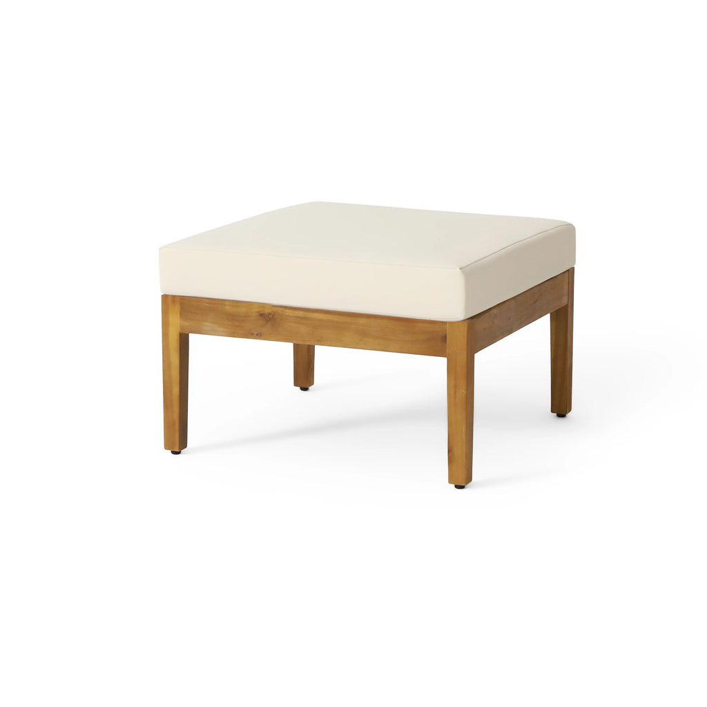 Beige Acacia Wood 3 Seater Sofa Chat Set with Ottoman K513673
