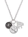 Silvertone Round Charm Necklace, 28" Z776