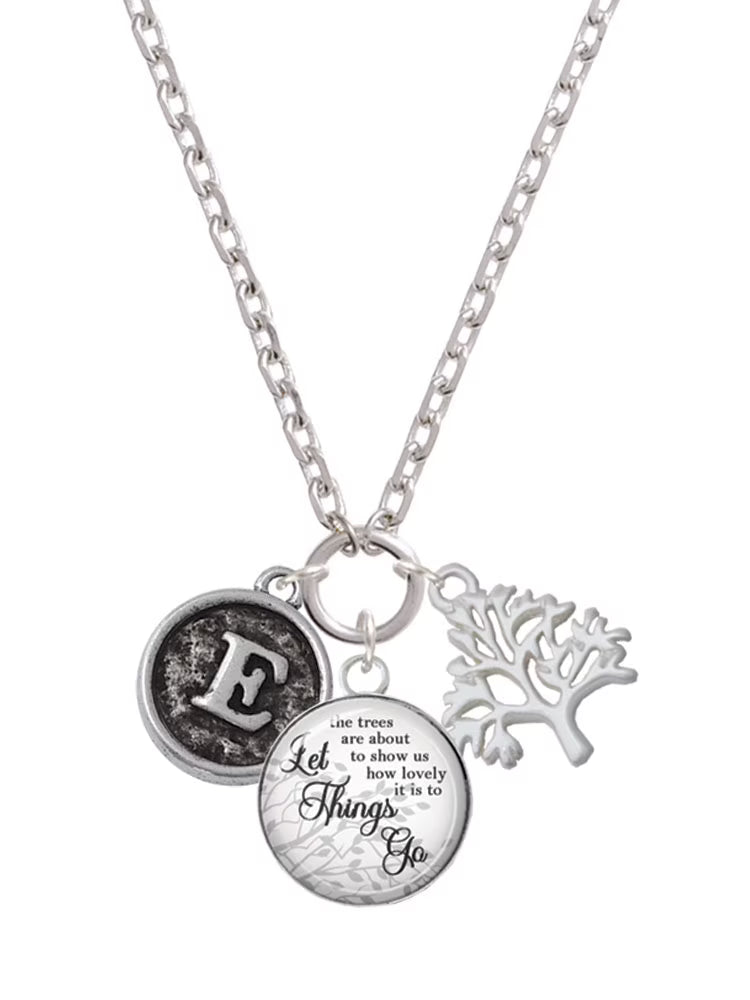 Silvertone Round Charm Necklace, 28" Z776